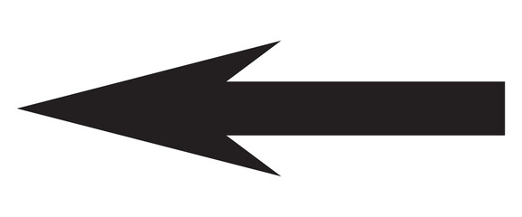 Black large backwards or left pointing solid long arrow icon sketched as vector symbol.