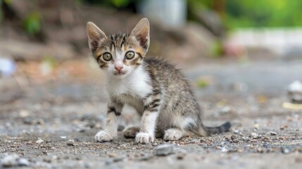 Beautiful Kitten Posed on the Ground with Aesthetic Vibes