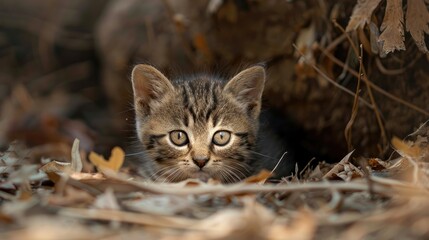 Obraz premium Beautiful Kitten Posed on the Ground with Aesthetic Vibes