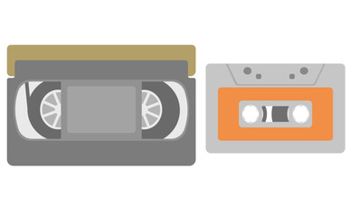 ビデオテープとカセットテープのイラスト
