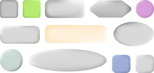 Vector 3d button set with gradient Isolated elements for your design A collection of gray and colored shapes