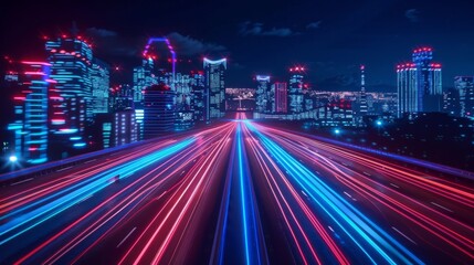 Fototapeta premium Cityscape Night with Light Trails