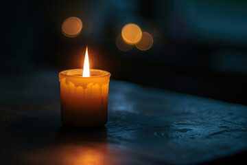 In the tranquil embrace of the night, a solitary candle casts a warm glow