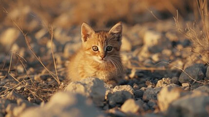 Beautiful Kitten Posed on the Ground with Aesthetic Vibes