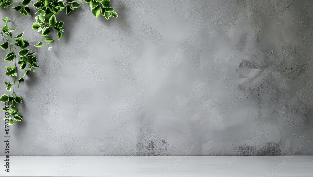 Poster empty white table and blank banner on grey background for product display and text. high quality pho