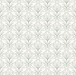 Modern cute floral art deco seamless pattern. Vector damask illustration with leaves. Decorative botanical background.