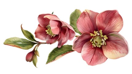 Naklejka premium Beautifully Detailed Hellebore Flower in Full Bloom on Natural Background