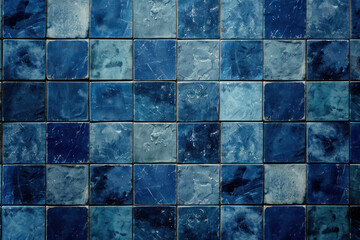 Blue tile wall chequered background bathroom floor texture