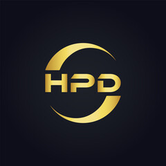 HPD logo. H P D design. White HPD letter. HPD, H P D letter logo design. H P D letter logo design in GOLD, GOLDEN LOGO, THREE, style. letter logo set in one artboard. H P D letter logo vector design.	