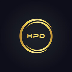 HPD logo. H P D design. White HPD letter. HPD, H P D letter logo design. H P D letter logo design in GOLD, GOLDEN LOGO, THREE, style. letter logo set in one artboard. H P D letter logo vector design.	