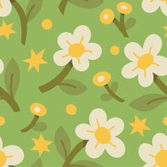 Seamless cute floral vector pattern design. Delicate botanical illustration texture.