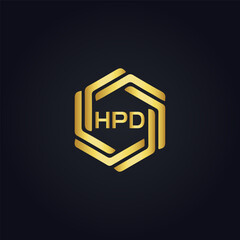 HPD logo. H P D design. White HPD letter. HPD, H P D letter logo design. H P D letter logo design in GOLD, GOLDEN LOGO, THREE, style. letter logo set in one artboard. H P D letter logo vector design.	