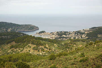 Obraz premium View of Port Soller from Mirador ses Barques, Mallorca, Spain