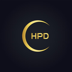 HPD logo. H P D design. White HPD letter. HPD, H P D letter logo design. H P D letter logo design in GOLD, GOLDEN LOGO, THREE, style. letter logo set in one artboard. H P D letter logo vector design.	