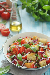Panzanella salad, traditional dish of Italian cuisine	