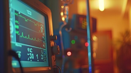 Obraz premium Digital Dashboard Medical Equipment Data Analytics Display on Colorful Background