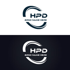 Fototapeta premium HPD logo. H P D design. White HPD letter. HPD, H P D letter logo design. H P D letter logo design in GOLD, GOLDEN LOGO, THREE, style. letter logo set in one artboard. H P D letter logo vector design. 