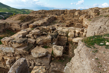 Landscape with Roman ruins of the ancient city  Pella, North Jordan, Jordan, Middle East