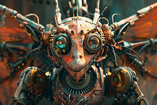steampunk robot dragon - Powered by Adobe