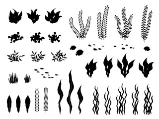 海草のシルエットのイラスト素材セット © ふわぷか