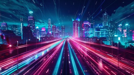 Obraz premium Neon Cityscape at Night