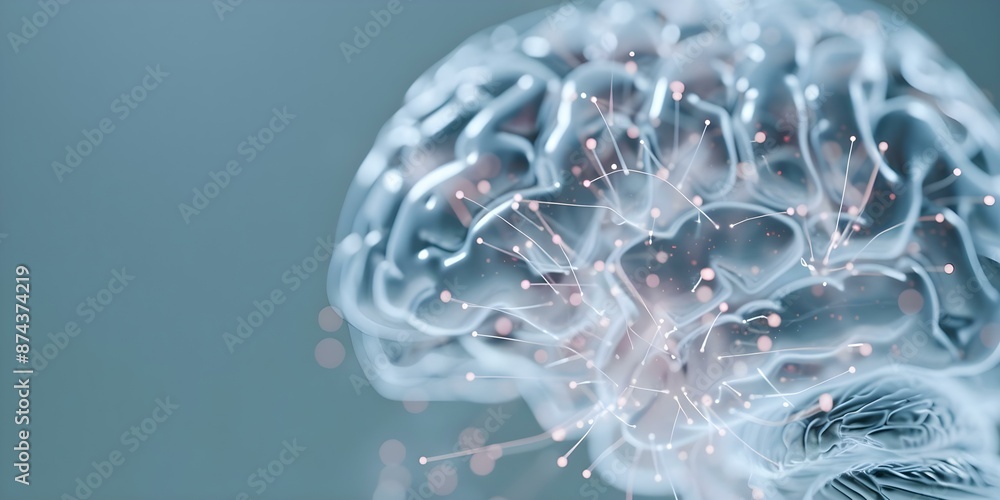 Poster human brain neural networks powering artificial intelligence technology and cyborg science. concept 