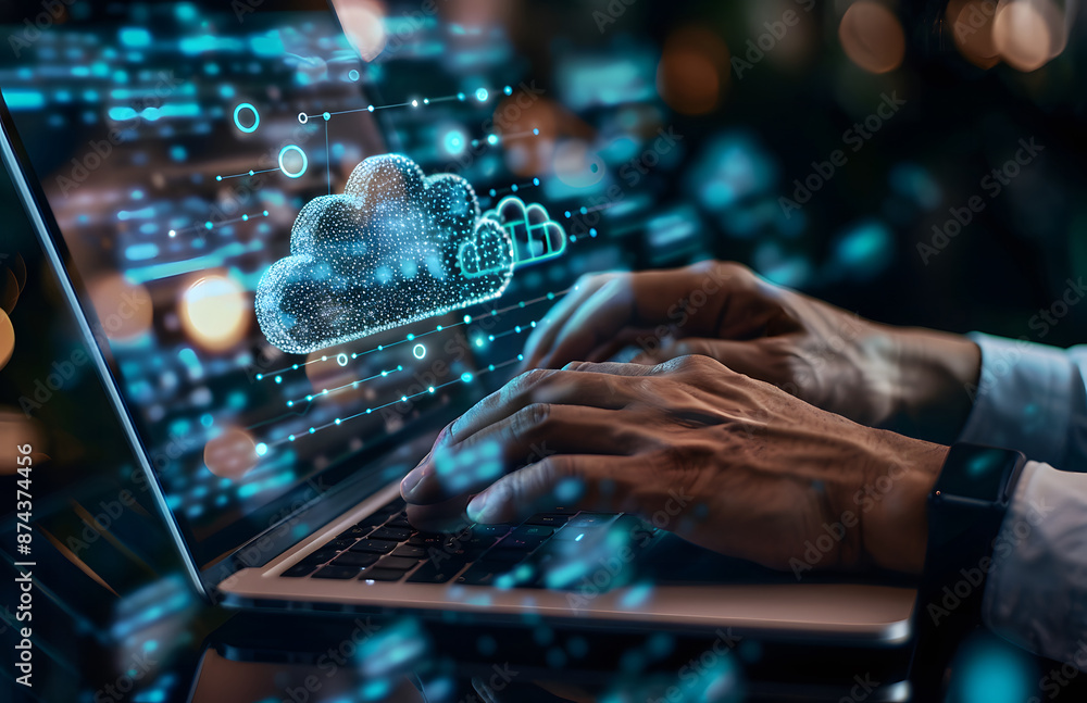 Aufkleber storage network cloud service concept. cloud data transfer and online storage for business networks 