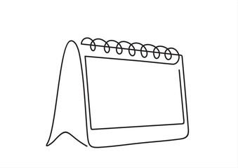 continuous one line drawing of the desktop calendar, memorable date, holiday, day of the week and weekend.