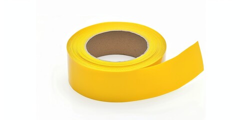 High-Resolution AI-Generated Background Featuring Yellow Adhesive Tape Isolated on White Background, Perfect for Tools, Household Items, and Practical Use Themes