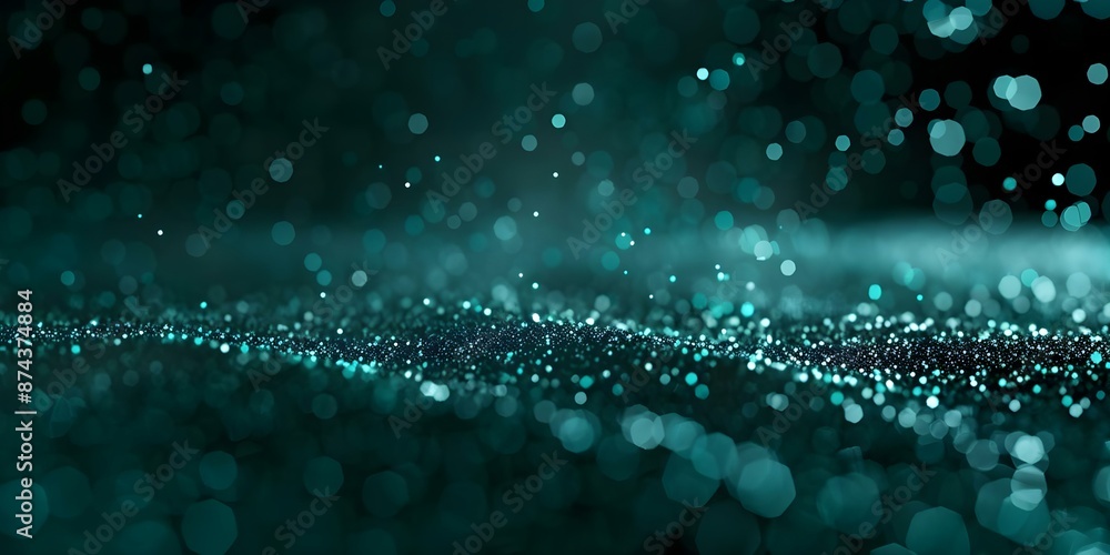 Poster dark abstract polygonal space background with glowing dots lines and particles. concept abstract art