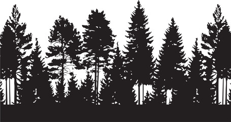 Trees silhouettes set Coniferous  © Qurban Vector & Ai
