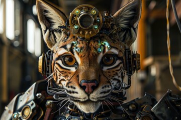 Fototapeta premium steampunk robot lynx