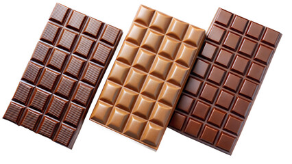 Three chocolate bars with different shapes and sizes