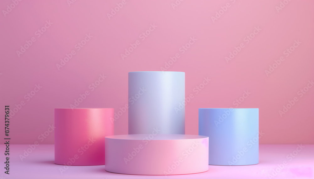 Aufkleber pastel background 3d rendering of a minimal cosmetics cylinder stand - a stylish display for your ma