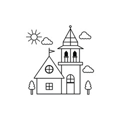 church icon vector illustration house, building, vector, architecture, home, illustration, castle, icon, church, cartoon, design, 