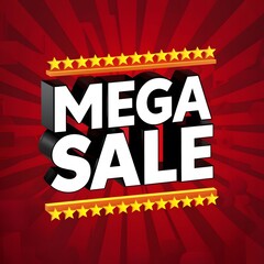 3D Mega sale poster used for promotions