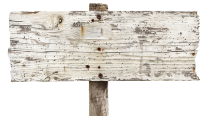 Rustic Whitewashed Wooden Signpost Isolated on White Background, Png File