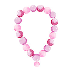 Watercolor princess pink necklace beads, fairy tale