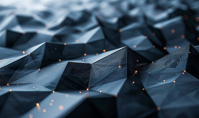 Fototapeta premium Futuristic Black Geometric 3D Structure with Tech Background, Minimalist Dark Design, and Simple Forms, 3D Render, Abstract Technology, Modern Geometric Patterns, Digital Art, Sci-Fi Mood