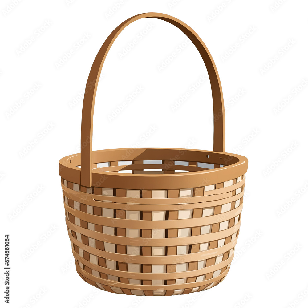 Poster A mediumsized opentopped basket with a neutral beige hue. It has a tightly woven structure and thick durable handles on either side..