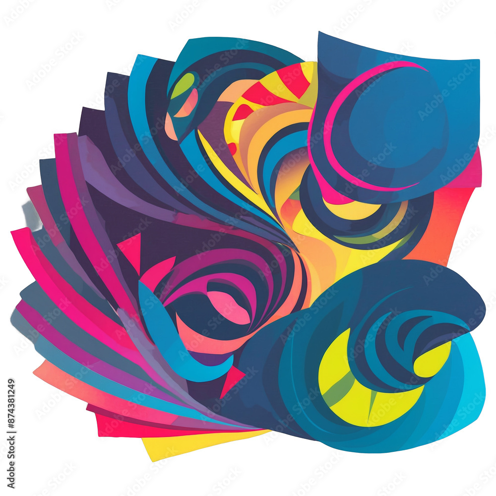 Poster A vibrant image on a piece of cardstock featuring a mix of colors and patterns..