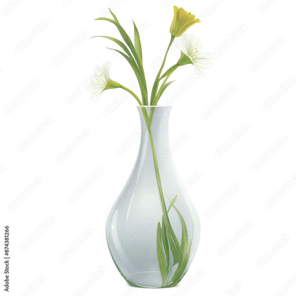 Poster a modern interpretation of a vase crafted from clear glass with a rounded silhouette and a narrow op