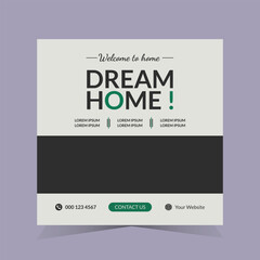 Obraz premium Real estate social media post template. Minimalist. Simple and clean