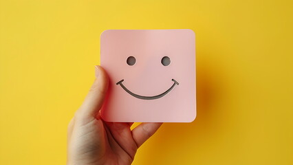Obraz premium hand holding smile paper