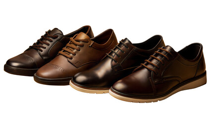 Four brown shoes are lined up next to each other