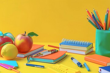 school supplies on a table