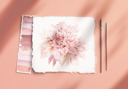 Handmade Paper Mockup with Brushes