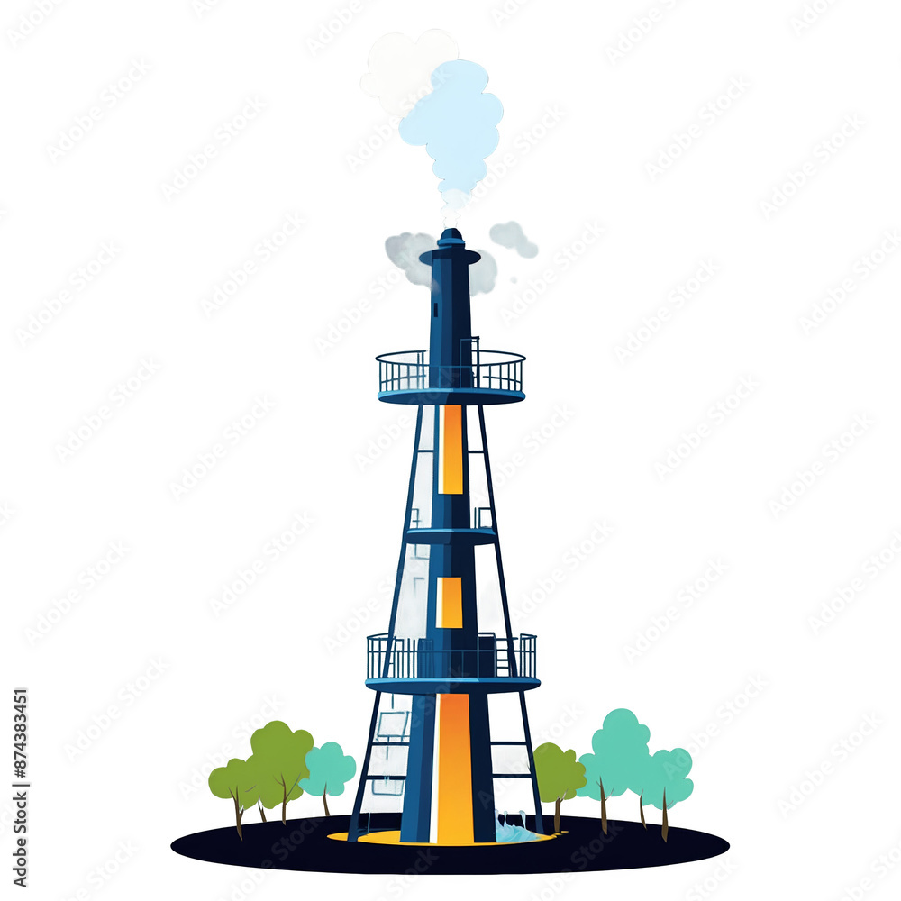 Poster rising steam can be seen escaping from the top of the tower signaling the process of cooling down ho