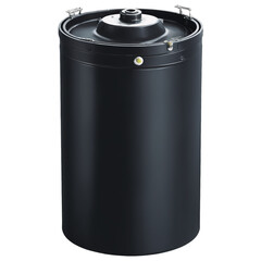 A large black cylindrical container designed for producing steam through the combustion of fuel..