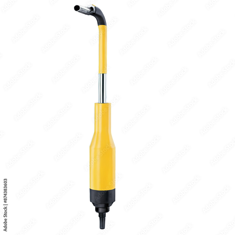 Leinwandbilder A simple but sy device made of metal and rubber parts. It has a long rectangular body with a curved end and a small nozzle protruding from the side. The surface is matte and.